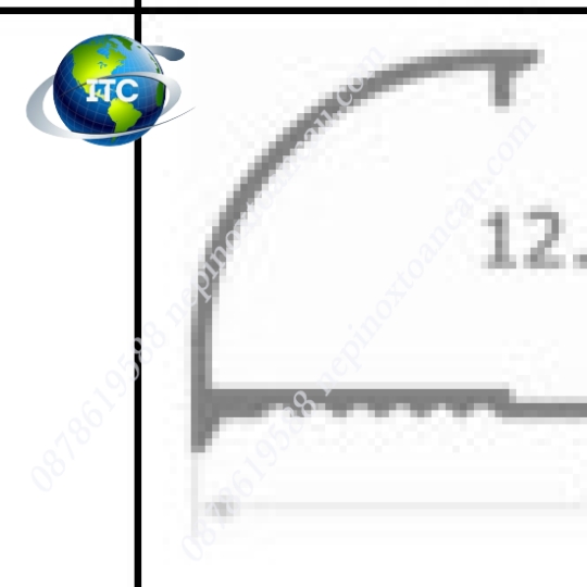 Nẹp nhôm bo góc tròn YC12/HT12.5 cho gạch 10mm